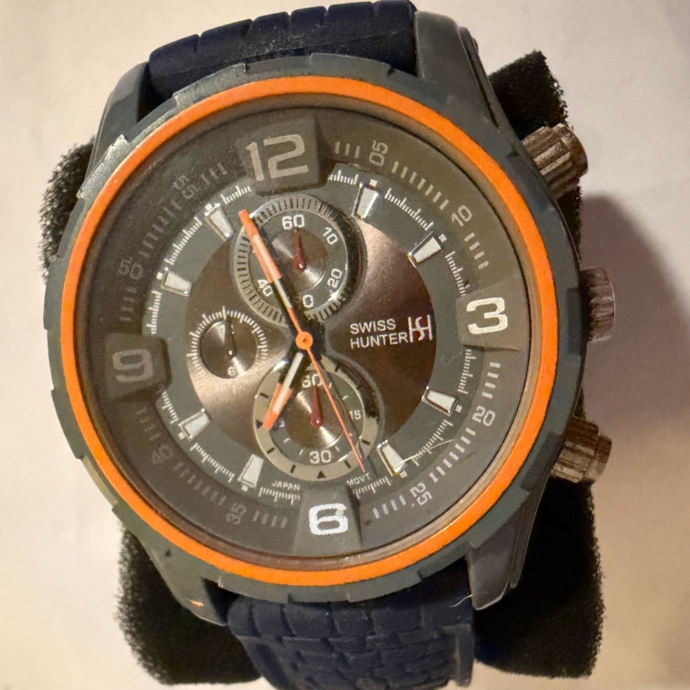Men's Black & Orange Chronograph Watch No: SH2449 made in Japan